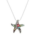 thumbnail image 1 of Starfish Pendant Necklace Rhinestone Crystal Rhodium Plated 17 Snake Chain J1093, 1 of 3