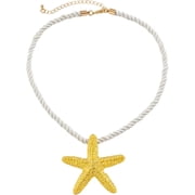 Starfish Pendant, Ocean Style Beach Party Jewelry, Summer Vacation Bohemian Woven Rope Necklace, Surfer Gift Gold