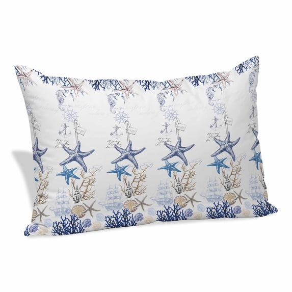 Starfish Pillow Covers 16"x24", Blue Ocean Coastal Coral Shell Nautical Boat Soft Brushed Microfiber Breathable Throw Pillow Covers, Pillowcase with Zipper for Couch Sofa Bedroom Living Room