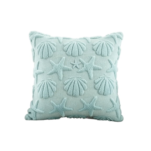 Starfish Pillow Covers 18x18In Blue Ocean-Themed Throw Pillow Covers Sea Beach Farmhouse Decor Pillowcase Soft Plush Faux Fur Jacquard Quilt Pillow Cases for Sofa Holiday Summer