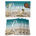 thumbnail image 1 of Starfish Placemats Set of 6, Coastal Coral Ocean Turquoise Brown Wooden Placemats for Dining Table, Place Mats for Kitchen Tabletop, Waterproof Wipeable Dining Table Mats Set, 1 of 9