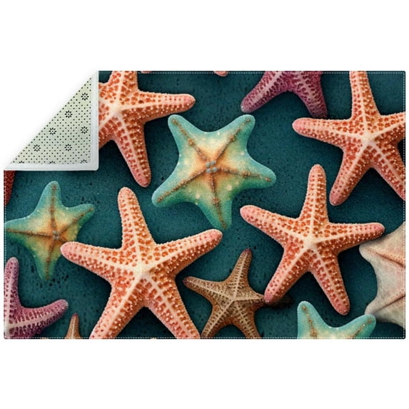 Starfish Polyester Right-Angle Floor Mat for Home and Office - & Stain Indoor Rug with Padding - Easy to Clean and Durable