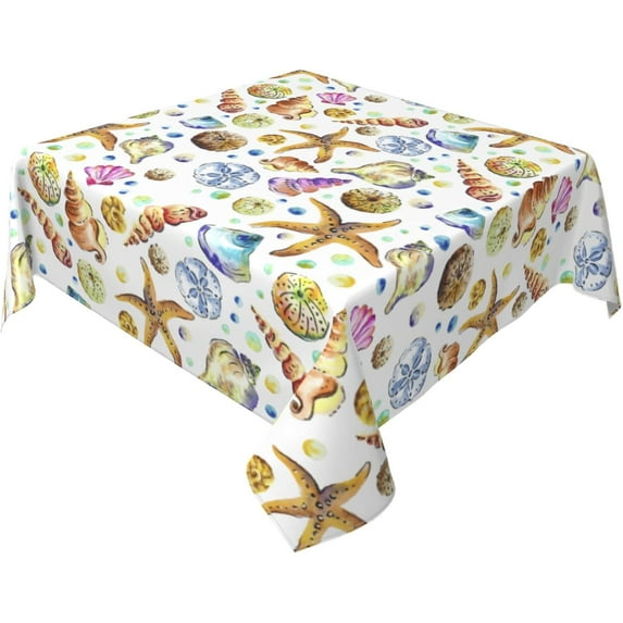Starfish Rectangle Tablecloth 60 Inch Summer Floral Farmhouse Ocean Sea RectangleTable Cloth Polyester Summer Table Cover Decorative for Kitchen Party Indoor Outdoor