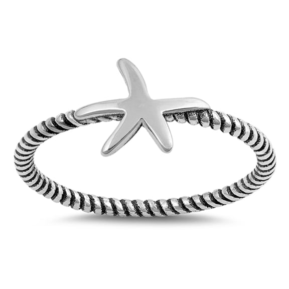 Starfish Rope Ocean Sea Animal Star Ring 925 Sterling Silver Band Jewelry Female Male Unisex Size 3