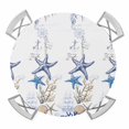 thumbnail image 1 of Starfish Round Tablecloth for 36-44 Inch Tables,Fitted Table Cover with Elastic Edge,Blue Ocean Coastal Coral Shell Nautical Boat Waterproof Outdoor Table Cloth Protector for Patio Garden Dinner, 1 of 9