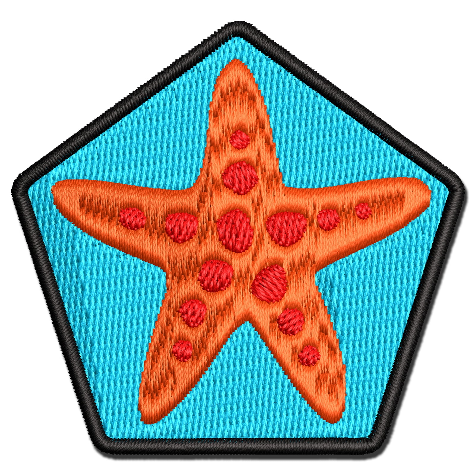 Starfish Sea Star Applique Multi-Color Embroidered Iron-On Patch - 3.5 Inch Large