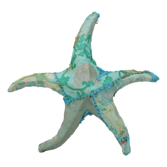 Starfish Sea Star Hand Crafted Paper Mache In Colorful Sari Fabric Figurine