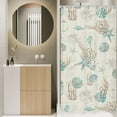 thumbnail image 1 of Starfish and Seashell Small Stall Shower Curtain 36Wx72H Inch Nautical Single Half RV Narrow Ocean Beach Coral Vintage Retro with 7 Plastic Hooks Fabric Waterproof Toilet Accessories Decor, 1 of 6
