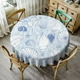 thumbnail image 1 of Starfish Seashell Tablecloth, Blue Coastal Nautical Tropical Summer Beach Theme Vintage Table Cloth for Home Kitchen Dining Patio Outdoor Picnic Party, Round(60x60in), 1 of 6