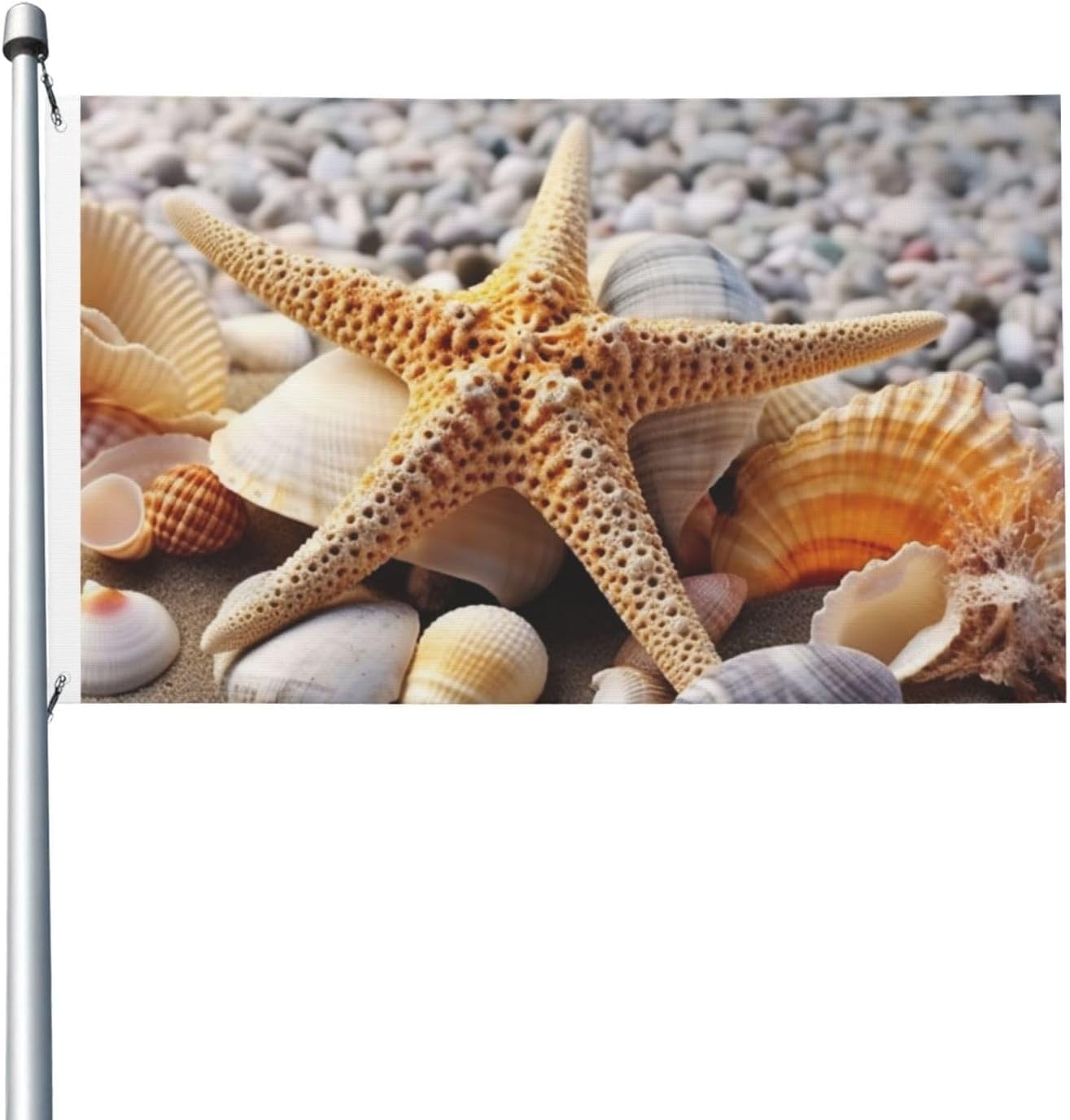 Starfish and Seashells on Beach Flag 3x5 ft Garden Flag Welcome Spring ...