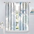 thumbnail image 1 of Starfish Seashells Curtains, Ocean Beach Theme Seashell Coral Home Decor Thermal Insulated Darkening Room Window Curtain For Living Room Bedroom Kitchen Bathroom 42"W x 63"L (Pack of 2), 1 of 6
