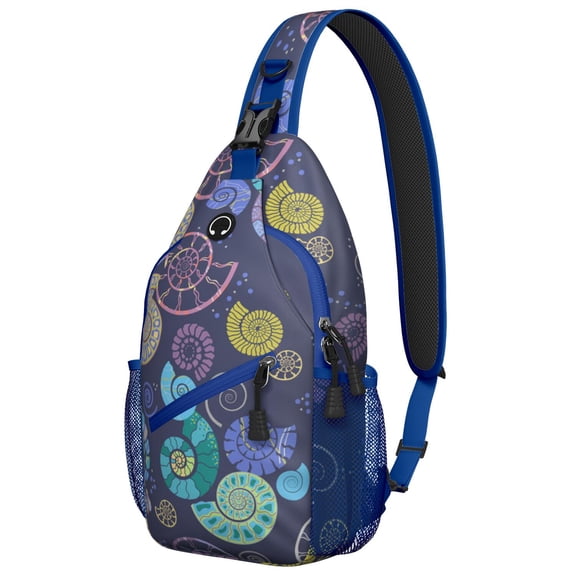 Starfish and Seashells Pattern Sling Backpack Lightweight and Durable Crossbody Bag for Travel Hiking Outdoor Activities with Multi-Layer Storage and Fashionable Tropical Design
