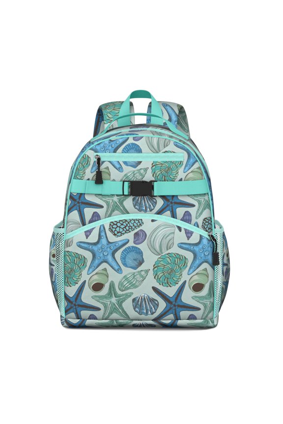 Starfish & Seashells Waterproof School Backpack - Ergonomic Travel Daypack for Teens with Breathable Padded Straps