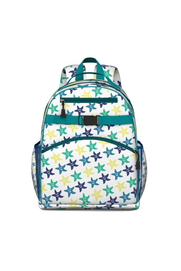Starfish & Seashells Waterproof School Backpack - Ergonomic Travel Daypack for Teens with Breathable Padded Straps