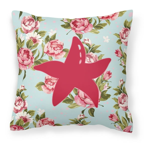 Starfish Shabby Chic Blue Roses BB1100 Fabric Decorative Pillow