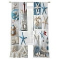 thumbnail image 1 of Starfish Sheer Curtains 84 Inch Length 2 Panels Set, Semi Transparent Voile Rod Pocket Curtains for Living Dining Room Bedroom Drapes Ocean Shell Coastal Nautical Flag Light-house, 1 of 6