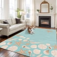 thumbnail image 1 of Starfish Shell Area Rugs 5x7 ft Abstract Ocean Beach Shore Teal Striped Washable Rug Non Slip Indoor Carpet Absorbent Floor Mat for Living Room Bedroom Dining Room, 1 of 9