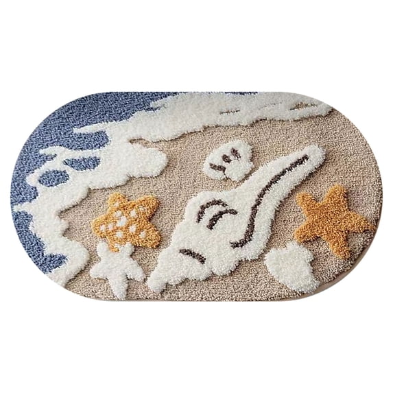 Starfish Shell Beach Bath Mat Soft Absorbent Non Slip For Bathroom Kitchen Entryway Decor Bathroom Rugs Coffee 24*16 In