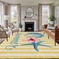 thumbnail image 1 of Starfish Shell Coastal Area Rugs 5'x7', Washable Small Throw Rugs for Laundry Room Playroom, Summer Nautical Striped Farmhouse Indoor Outdoor Rug Non-Slip Low Pile Carpet Runner Reversible Floor Mats, 1 of 8