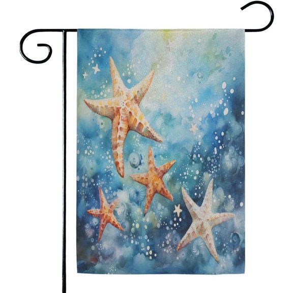 Starfish Shell Drawing Double Sided Garden Flag 12 x 18 Inch Welcome Yard Flag for Seasonal Porch Patio Lawn Farmhouse Outdoor Decoration