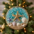 thumbnail image 1 of Starfish And Shell Hanging Ornament,Sea Glass Suncatcher, Crashing Wave Beach Ornament，Hanging Ornament On Acrylic Circle Sea Glass Pieces Light Catcher for Beach Themed Home, 1 of 7
