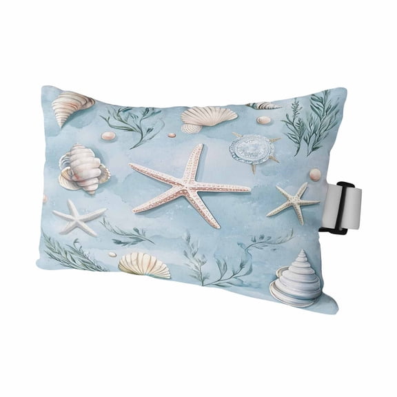 Starfish Shell Outdoor Chaise Lounge Pillows Seaweed Coastal Summer Nautical Lumbar Pillows with Insert Adjustable Elastic Strap Headrest Pillow for Recliner Patio Chair 1 Pack 11x16 Inch