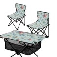thumbnail image 1 of Starfish Shells Blue Camping Folding Table and Chair Set, 2pcs Fold Up Chair with 1pcs Lightweight Folding Table, Portable Lightweight Folding Camping for Picnic, Sports, Fishing, 1 of 5