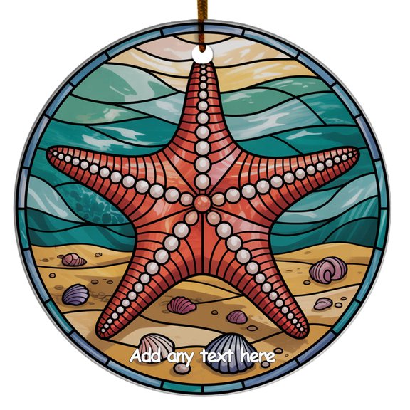 Starfish & Shells Ceramic Ornament  Custom Text Ornament for Boy or Girl Who Loves Starfish & Shells, Christmas 2025 Keepsake, Best Gifts for Pet Lovers
