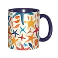 thumbnail image 1 of Starfish Shells Coffee Mug Fun Custom Ceramic Mugs 11oz Navy Blue, 1 of 5