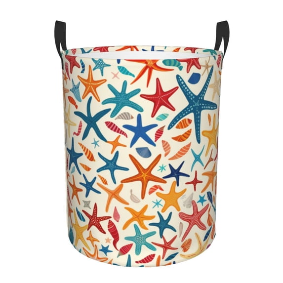Starfish Shells Laundry Hamper Small Storage Basket/Toy Organizer/Dirty Clothes Bucket
