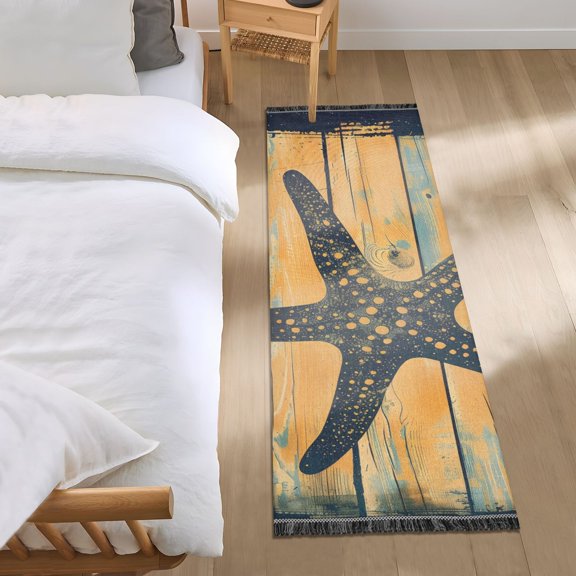 Starfish Silhouette Runner Area Rug 2x6 Soft Non-Slip Washable Bedside Carpet for Hallway Bedroom Living Room Home Decor