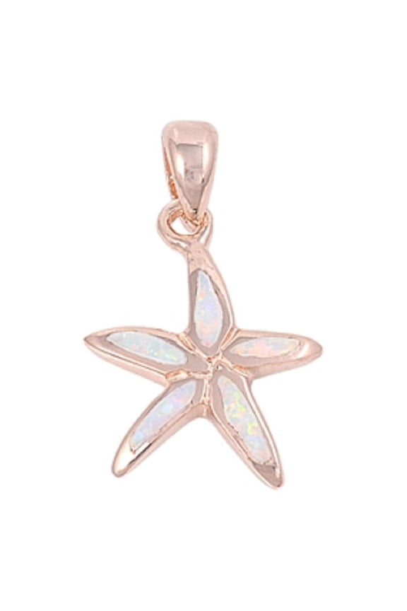 Starfish Simulated Opal Pendant Sterling Silver