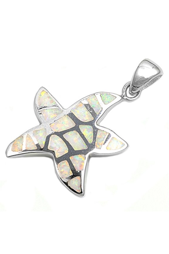 Starfish Simulated Opal Pendant Sterling Silver