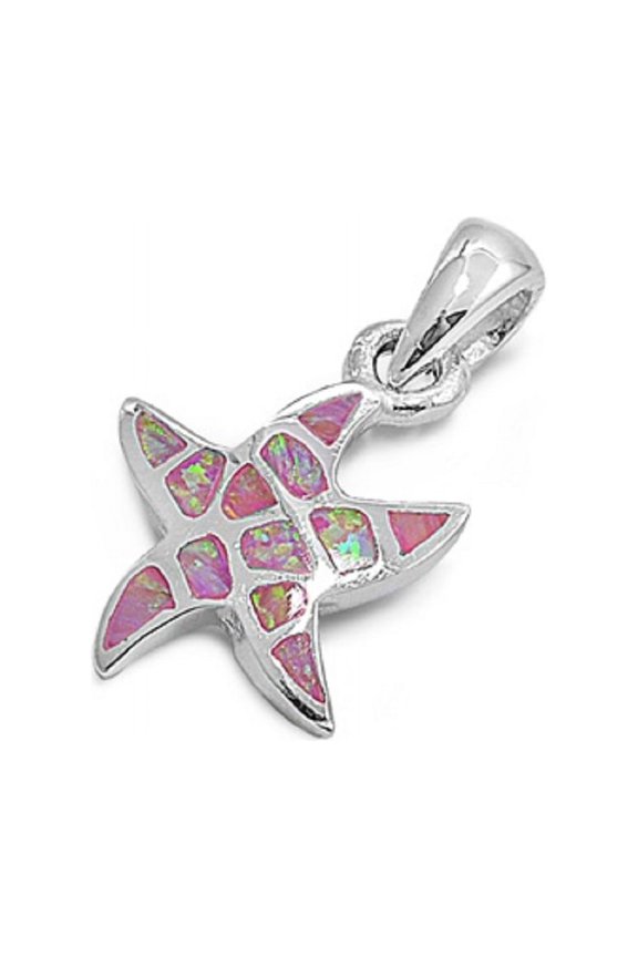Starfish Simulated Opal Pendant Sterling Silver