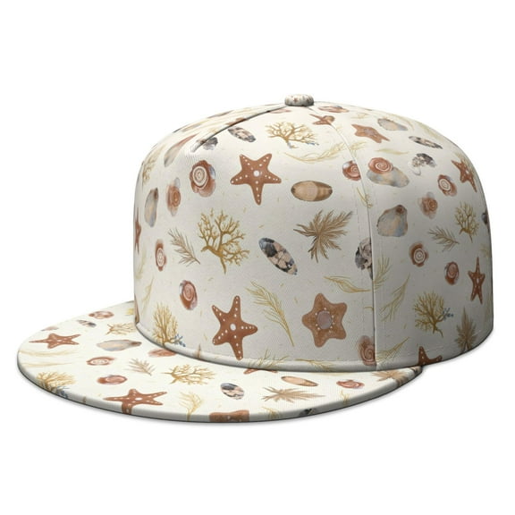 Starfish Snapback Hat Hip Hop Style Colorful Flat Bill Hats Teens Adjustable Baseball Cap for Running Traveling