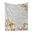 thumbnail image 1 of Starfish Soft Flannel Fleece Blanket, Seacoast with Sand with Colorful Various Seashells Tropics Aquatic Wildlife Theme, Cozy Plush for Indoor and Outdoor Use, 60" x 80", Multicolor, by Ambesonne, 1 of 5