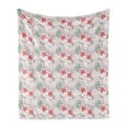 thumbnail image 1 of Starfish Soft Flannel Fleece Throw Blanket, Doodle Style Seashells and Seaweeds Underwater Fauna and Flora, Cozy Plush for Indoor and Outdoor Use, 60" x 80", Dark Coral Pale Pink, by Ambesonne, 1 of 5