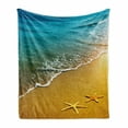thumbnail image 1 of Starfish Soft Flannel Fleece Throw Blanket, Summer Season Sunset Scenery Shoreline Sand Waves Calm Tranquil Island Paradise, Cozy Plush for Indoor and Outdoor Use, 50" x 70", Multicolor, by Ambesonne, 1 of 6