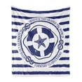 thumbnail image 1 of Starfish Soft Flannel Fleece Throw Blanket, Trip Around the World Nautical Emblem with Life Starfish Striped Design, Cozy Plush for Indoor and Outdoor Use, 60" x 80", Navy Blue White, by Ambesonne, 1 of 6