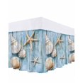 thumbnail image 1 of Starfish Starfish Shell Bed Skirt Queen Size 16" Drop Marine Life Wood Grain Retro Ruffled Wrap Around Bed Skirts Adjustable Elastic Bedskirt Dust Ruffle for Queen Size Bed, 1 of 7