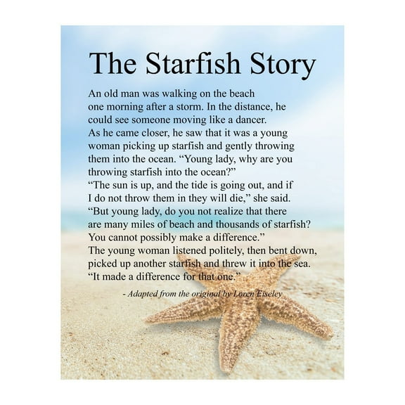 The Starfish Story - Inspirational Beach Wall Art Print - Nautical Poem for Home, Office & Beach House Decor - Wall Art Poster Print for Positive Energy poster