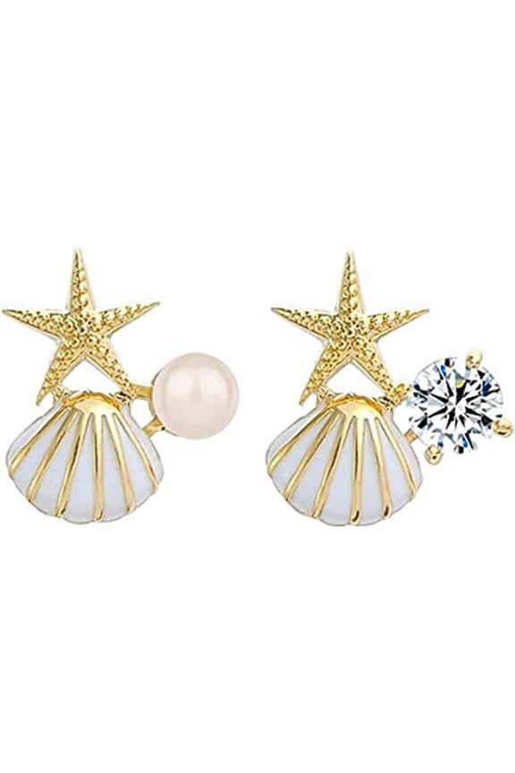 Starfish Stud Earrings - Sea Shell Pearl Summer Festival Accessories