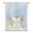 thumbnail image 1 of Starfish Summer Beach Balloon Curtains for Living Room/French Door, Coastal Ocean Wooden Sea Shell Tie Up Curtains 63 Inch Length Energy Saving Kitchen Curtains Shades for Windows 42"x63", 1 of 8