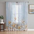 thumbnail image 1 of Starfish Summer Beach Sheer Curtains 72 Inch Length 2 Panels for Living Room, Coastal Ocean Wooden Sea Shell Voile Kitchen Curtain Set, Luxury Privacy Drapes Window Treatment for Bedroom, 1 of 7