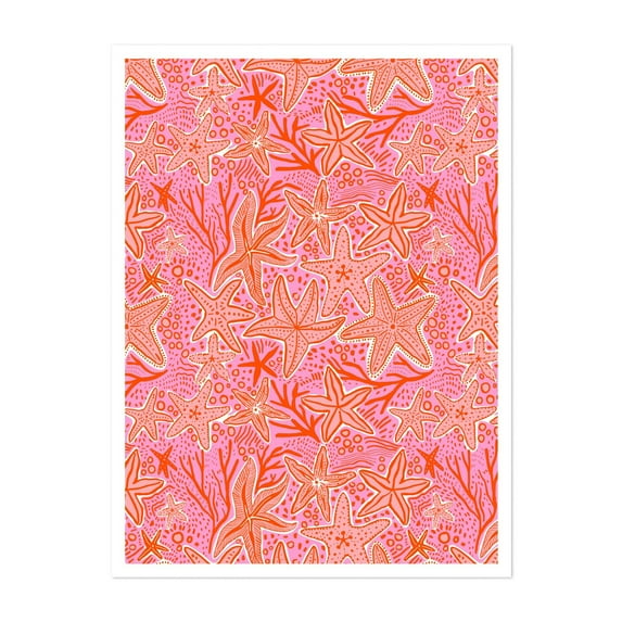 Starfish Symphony - Mixed Media Pattern Marine Life Aquatic Nautical Beach House Tropical Unframed Wall Art Print 20 x 28 inches