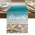 thumbnail image 1 of Starfish Table Runner - 70 Inch Long, Kitchen Dining Table Runner Dresser Scarves, Coastal Coral Ocean Turquoise Brown Wooden Farmhouse Decor for Coffee Tables Wedding Party Banquet, 1 of 8