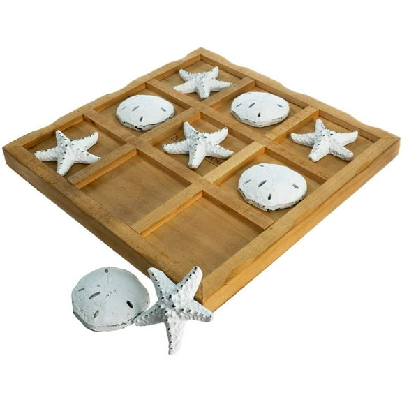 Starfish Tic Tac Toe Game 9x9" Beach Tic Tac Toe Game Coastal Beach House Coffee Table Game Board Decor