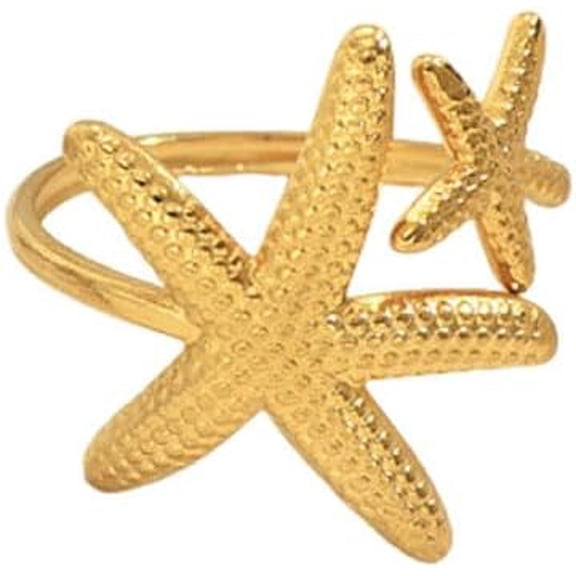 Starfish Toe Rings for Women 18k Gold Plated Comfort Fit Adjustable Foot Ring Sea Star Stacking Open Band Stackable Statement Ring Trendy Boho Summer Beach Fashion Jewelry Accessories Vacation Party