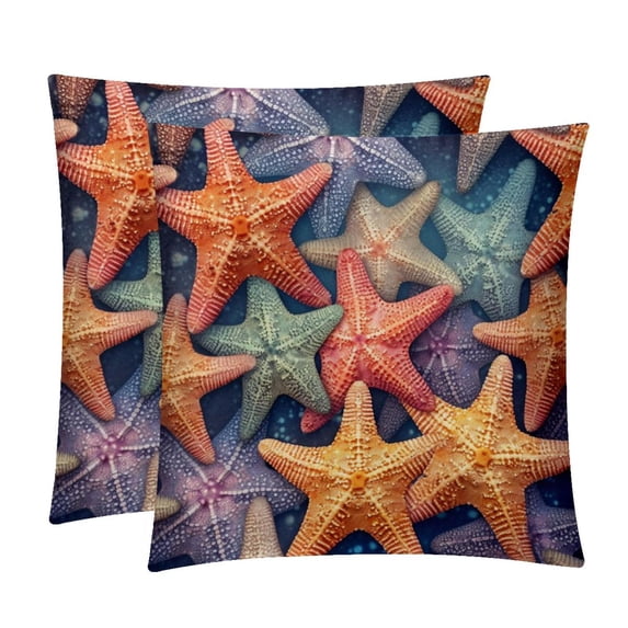 Starfish Velvet Bed Pillow Set with Unique Patterns in Sizes 16x16, 18x18, and 20x20 Inches - Includes 2 Chair Pillow Covers,Bed Pillow for Any Occasion