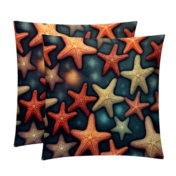 Starfish Velvet Decorative Throw Pillow Inserts - Set of 2, Chair Pillow Covers - Unique Patterns, 16x16, 18x18, 20x20 Inches for Home Decor & More